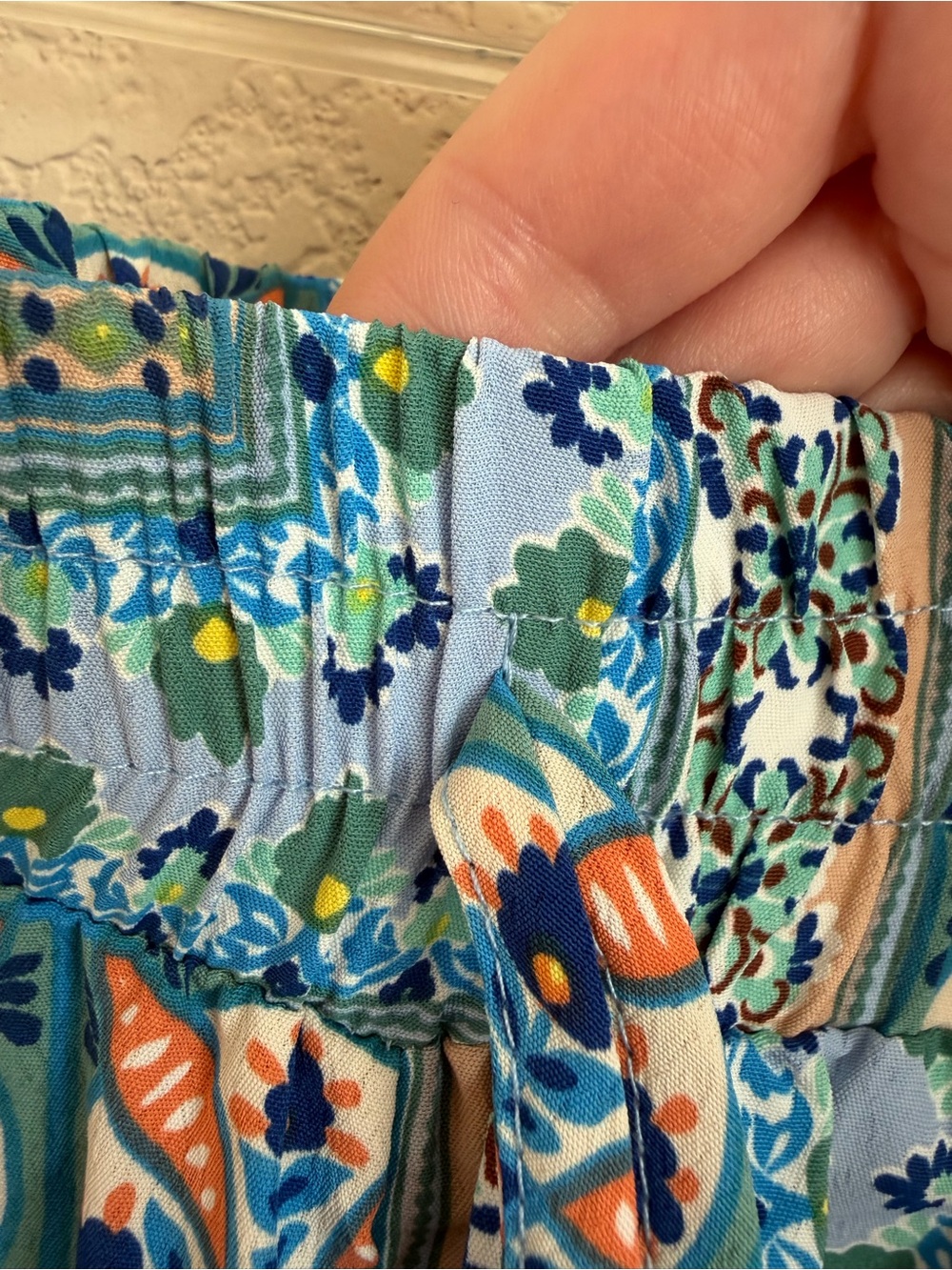 Umgee USA Wide Leg Palazzo Pants L Blue Boho Medallion Tile Print Coastal Flowy - Picture 5 of 14